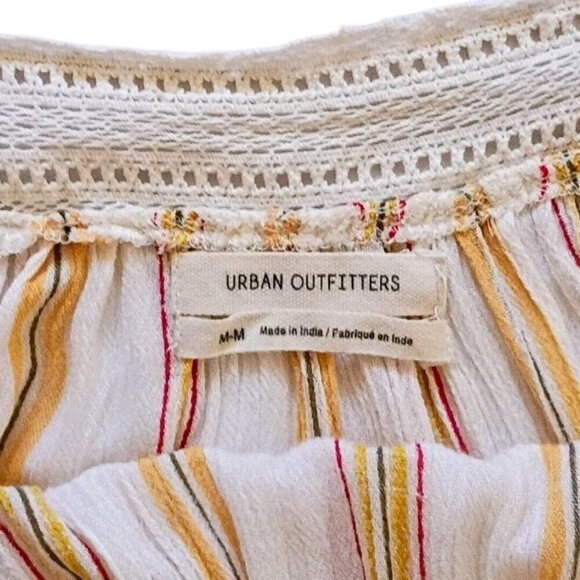 Urban Outfitters Boho Tunic Top M 3/4 Sleeve Striped Blouse Flowy Casual - Picture 5 of 11